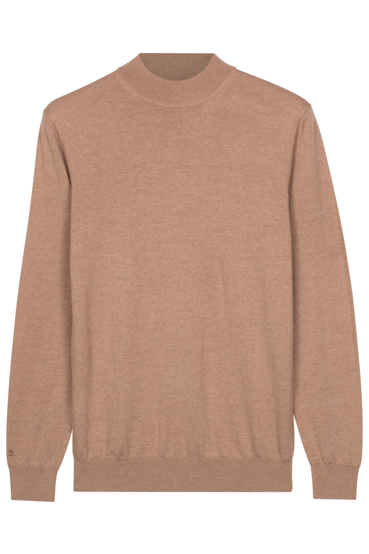 Merino Mock Neck Pullover - Beige