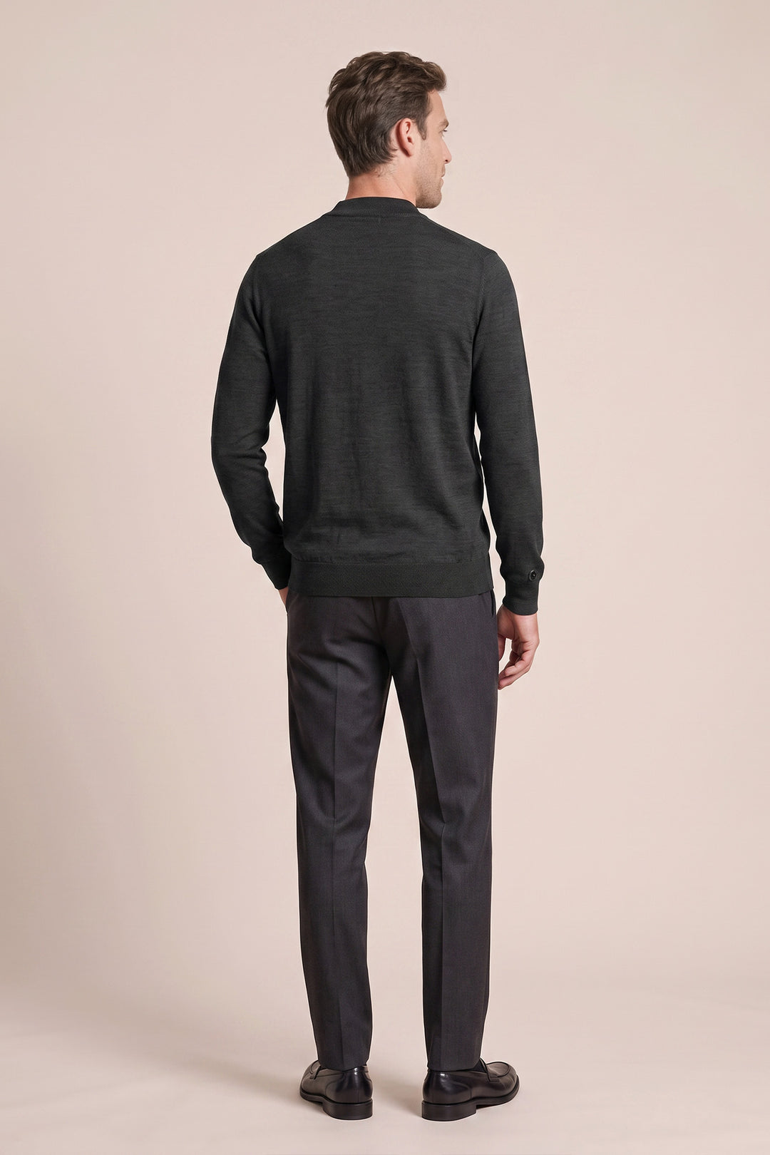 Merino Mock Neck Pullover - Zwart