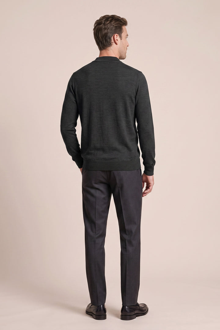 Merino Mock Neck Pullover - Zwart