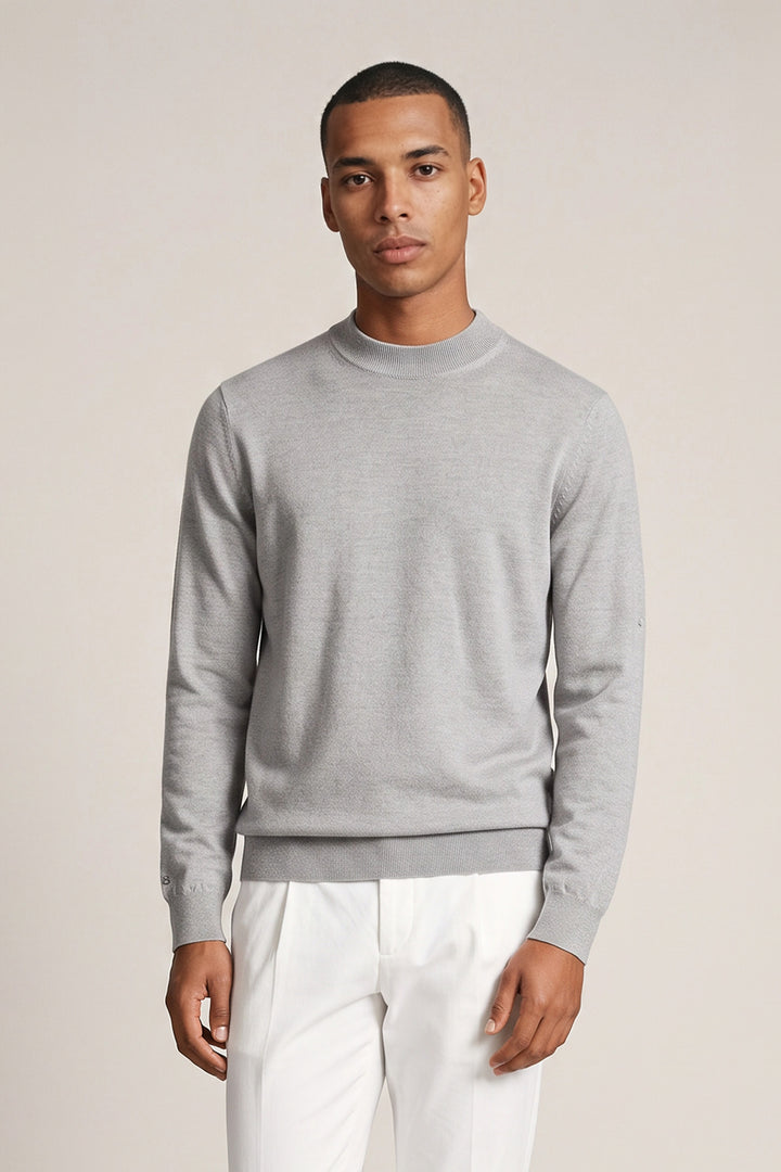 Merino Mock Neck Pullover - Grijs