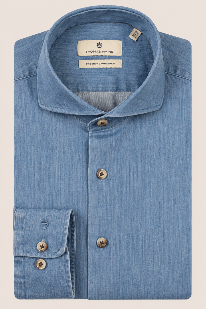 Denimlook overhemd - Blauw