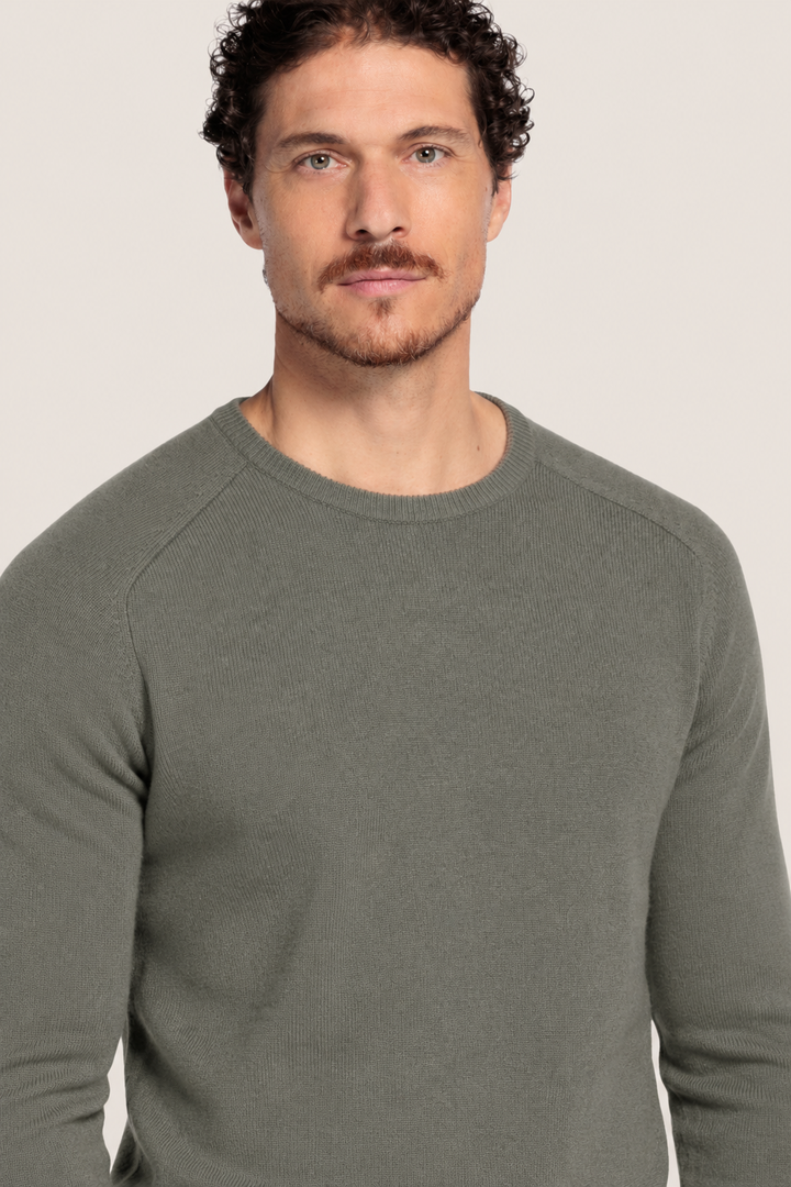Lamswollen Crewneck Pullover - Groen