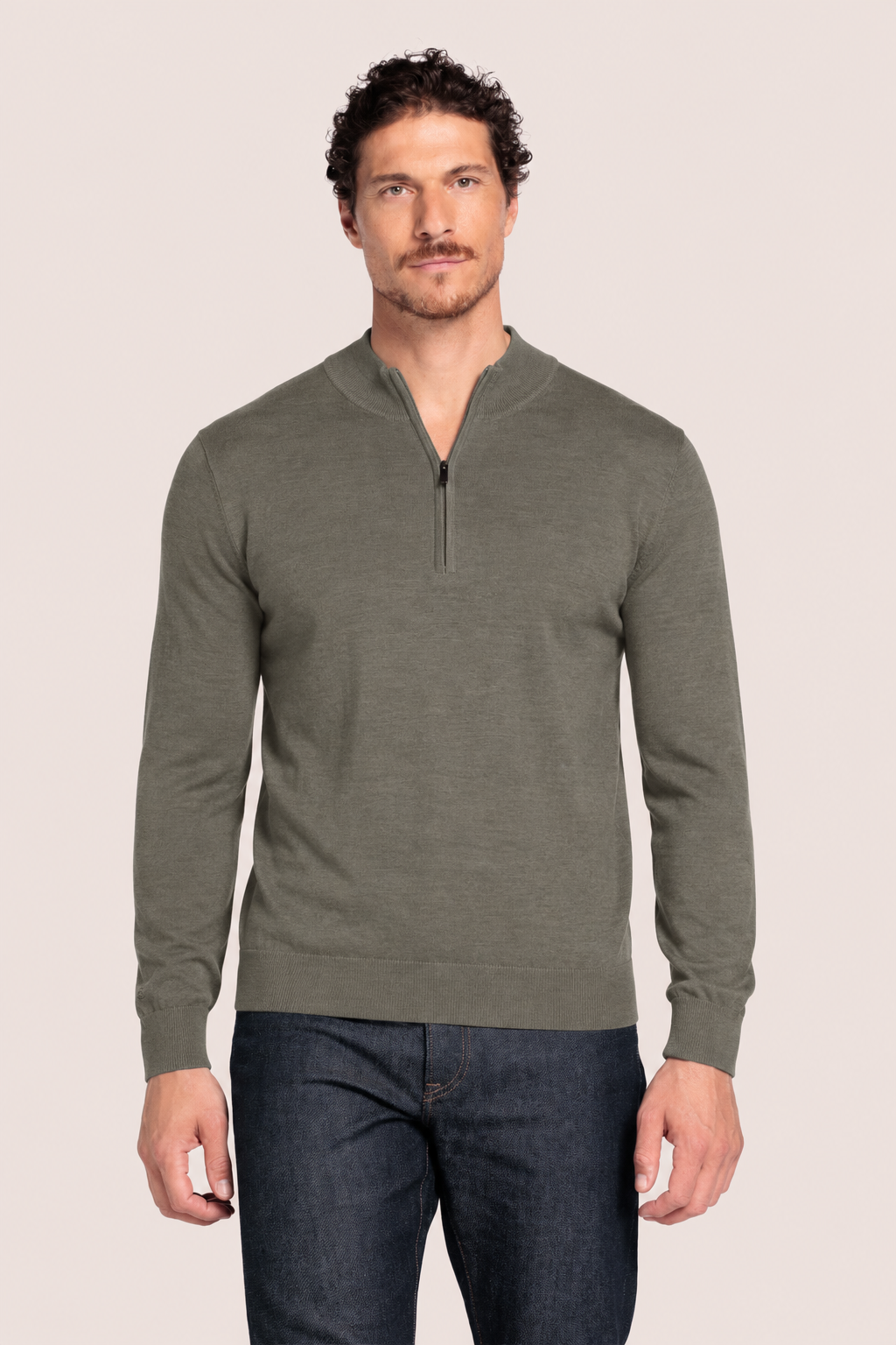Half-zip Merino Pullover - Lichtgroen